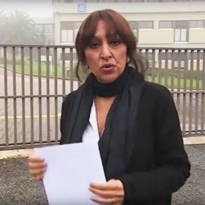 Portuguese journalist Ana Leal outside the branch office in Alcabideche